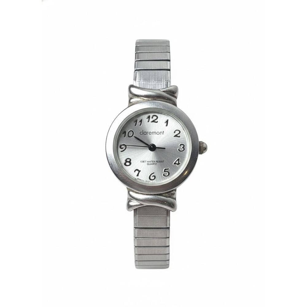 Claremont 56-162 VTG 80-90s Women's Silver Sunburst Dial Arabic Numeral Quartz